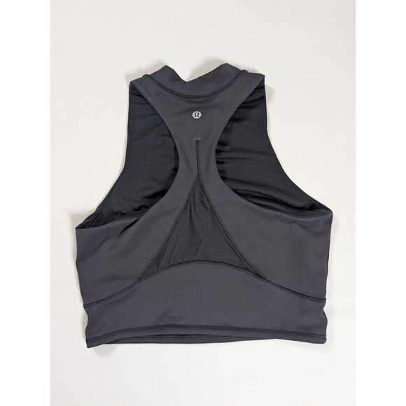 Lululemon Womens Everlux and Mesh Black Tank Top Size 8 Racerback Cropped Yoga - Picture 3 of 8